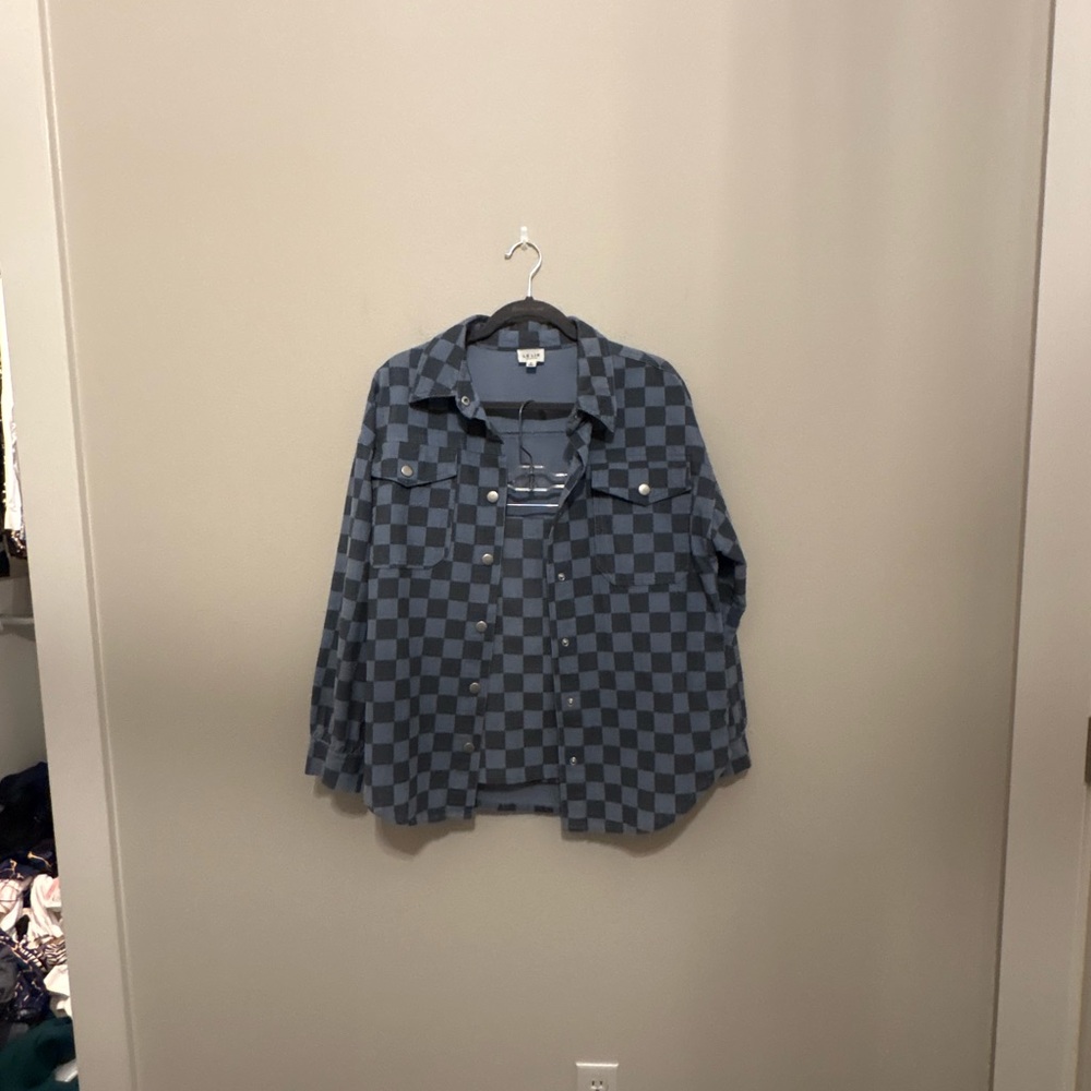 Le Lis Blue checkered outfit set like new skirt jacket